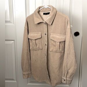 Forever 21 Tan Utility Jacket Lightweight Cotton Blend